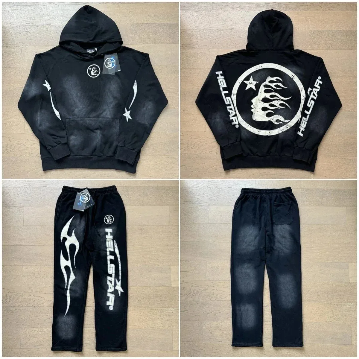 Hellstar Black Flame Hoodie & Sweatpants Set