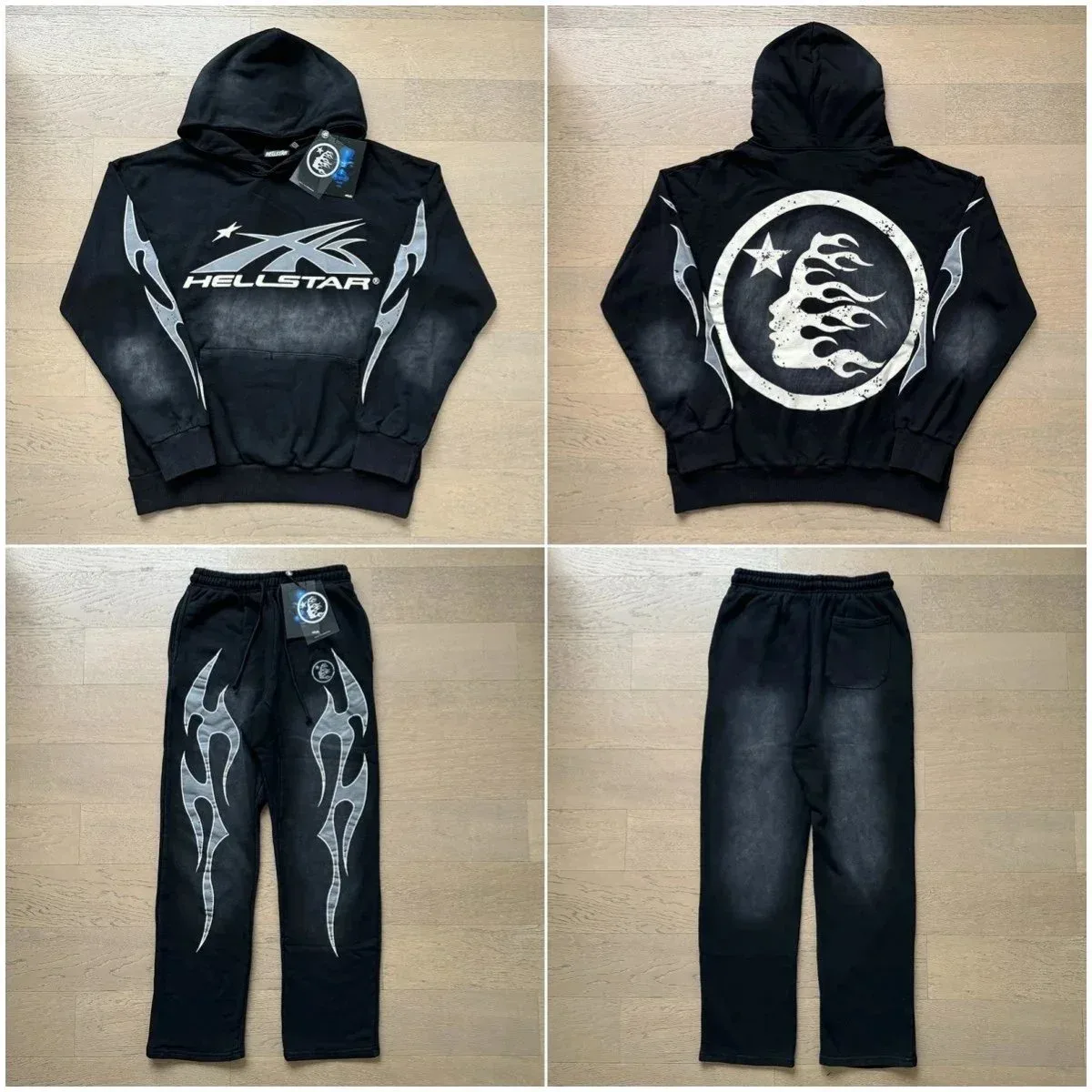 Hellstar Black Flame Hoodie & Sweatpants Set