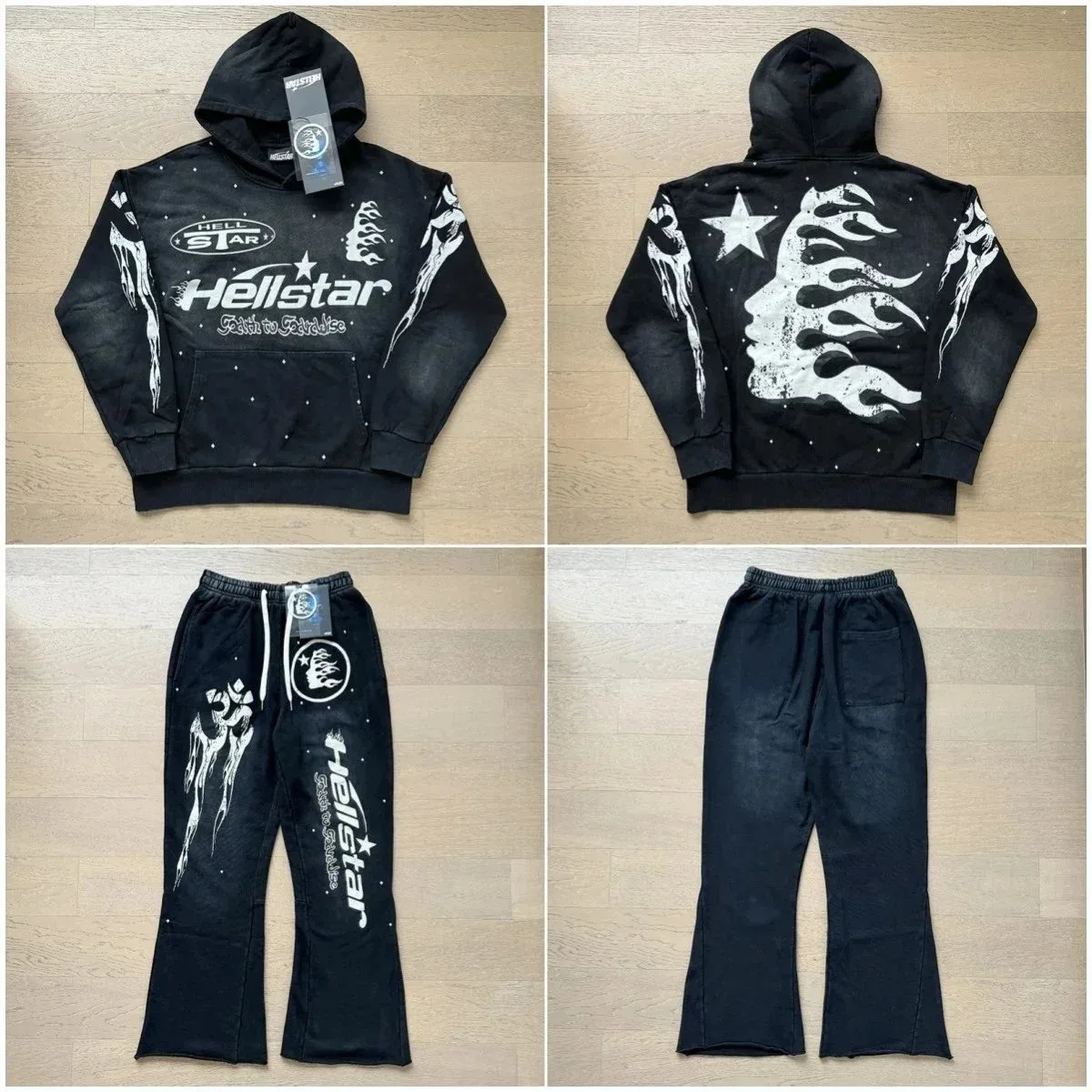 Hellstar Faith to Paradise Hoodie & Pants Set Black