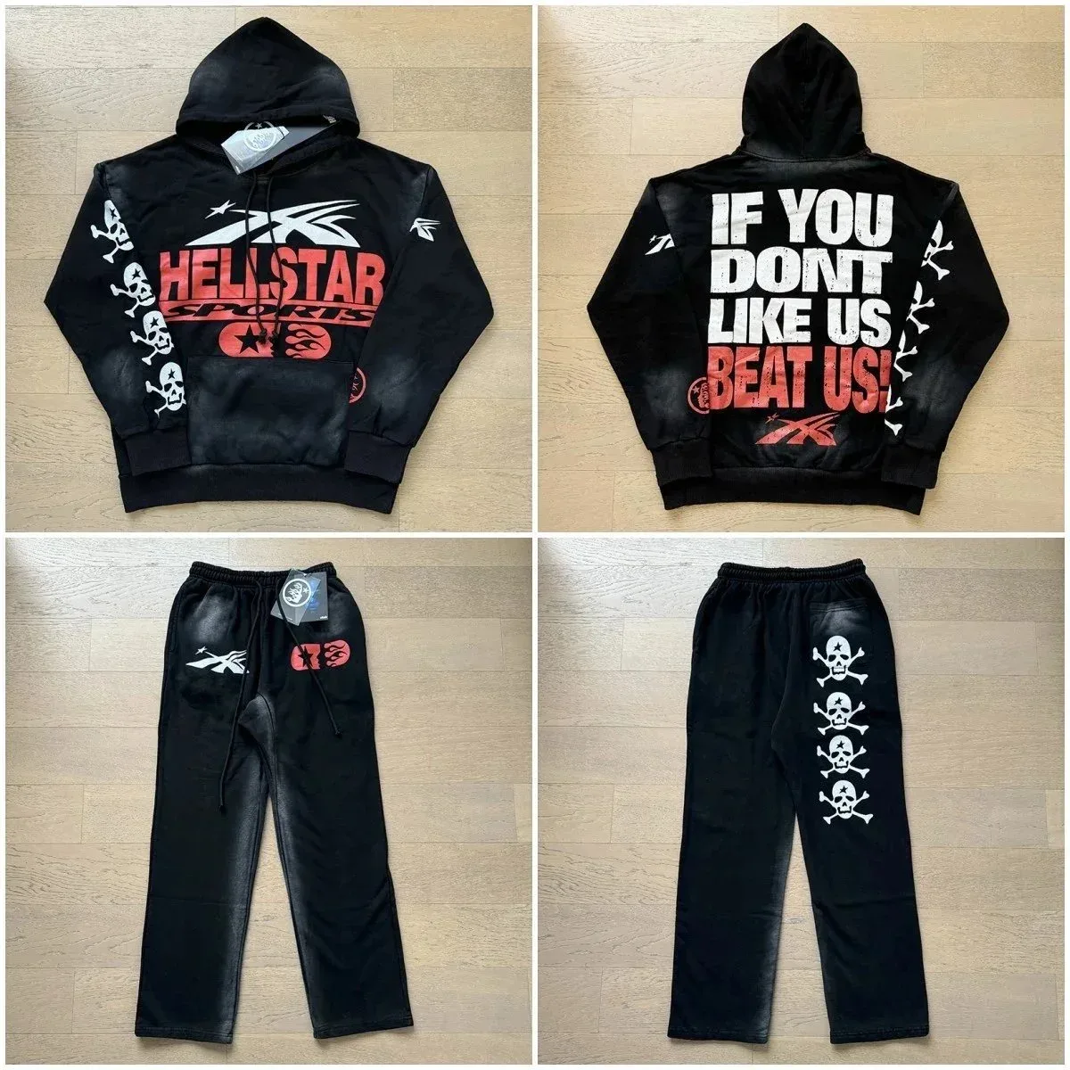 Hellstar Triple Black Hoodie & Sweatpants Set
