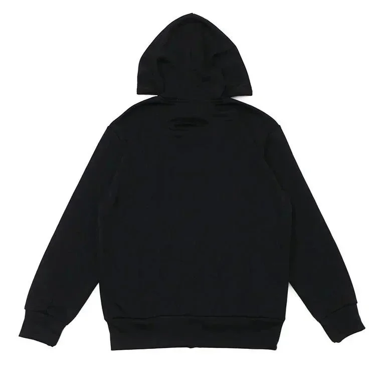 Unisex Front Small Red Heart Fleece Black Hoodie