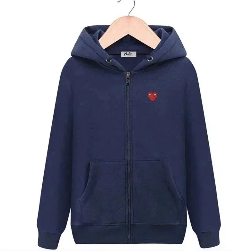 Comme des Garçons Play Front Heart Zip-Up Hoodie Navy