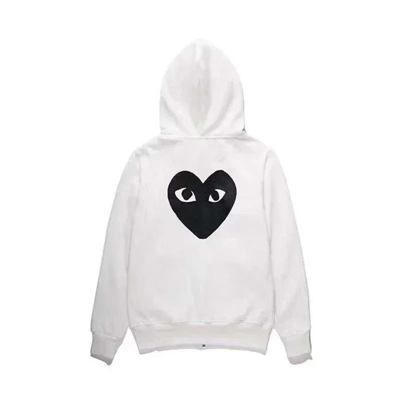 Comme des Garçons Hoodie White with Black Heart Logo