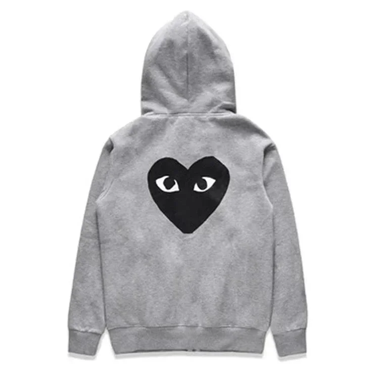 Comme des Garçons Play Hoodie Grey Heart Zip-Up