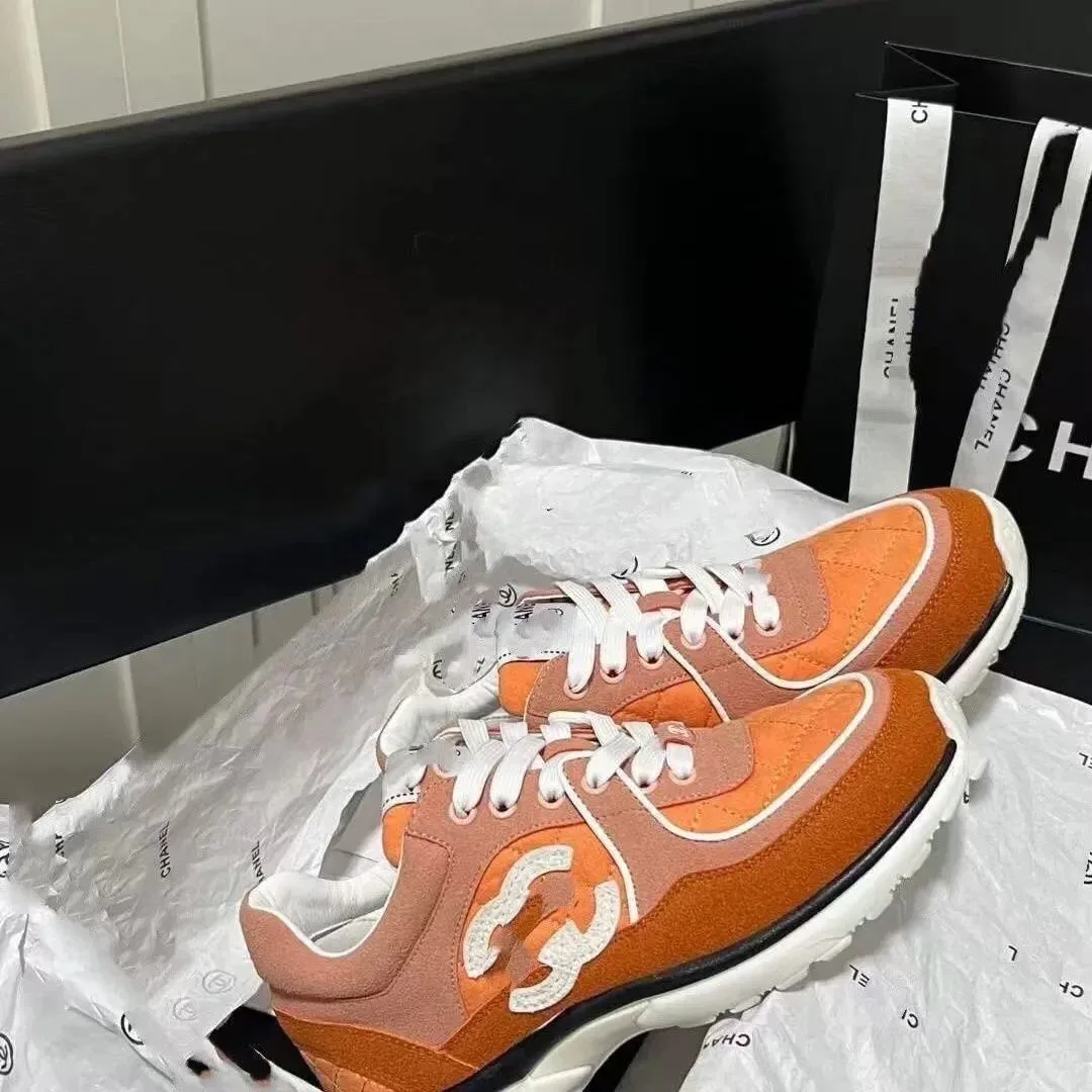 Chanel Runners Orange CC Logo Sneakers