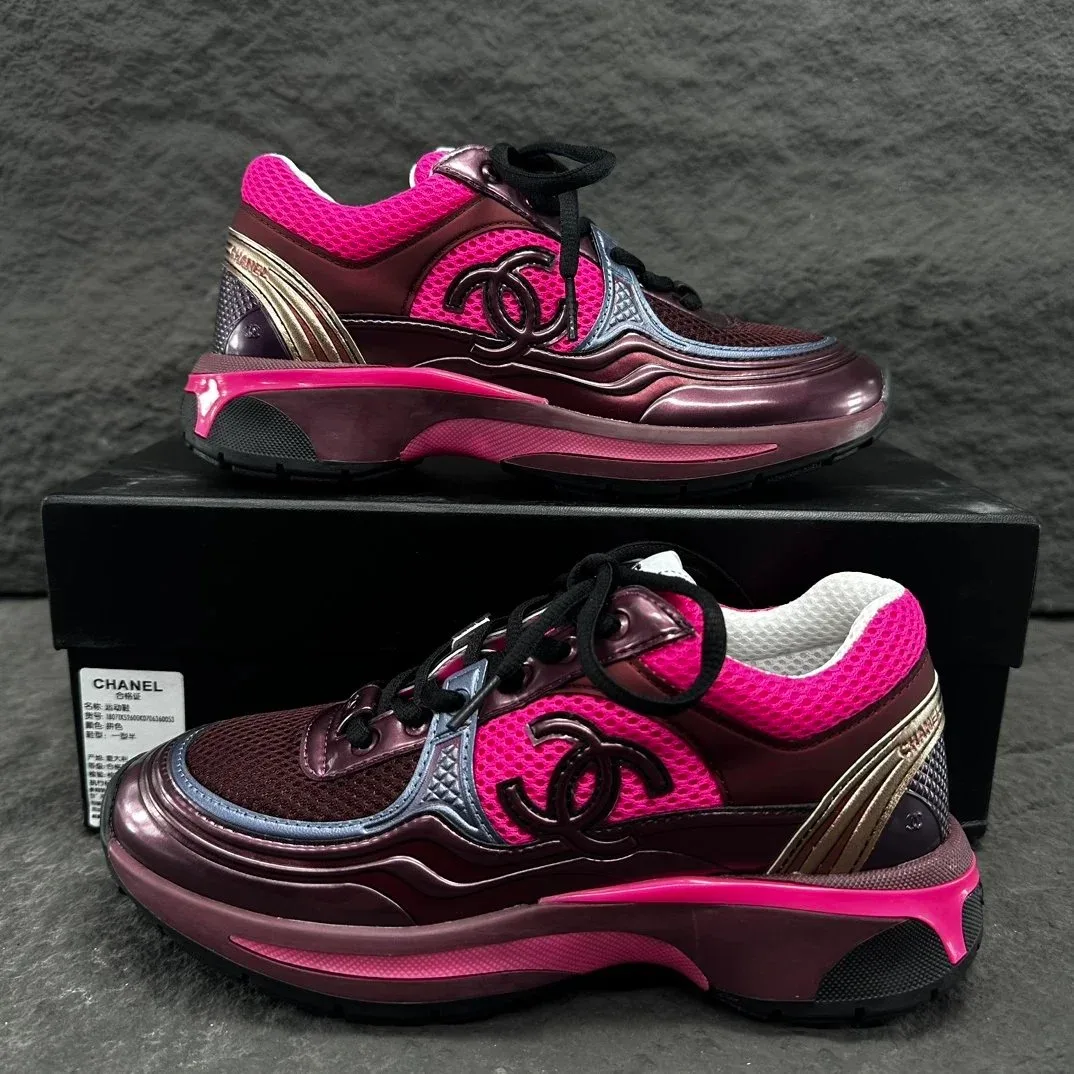 Chanel Runners Pink & Burgundy Sneakers