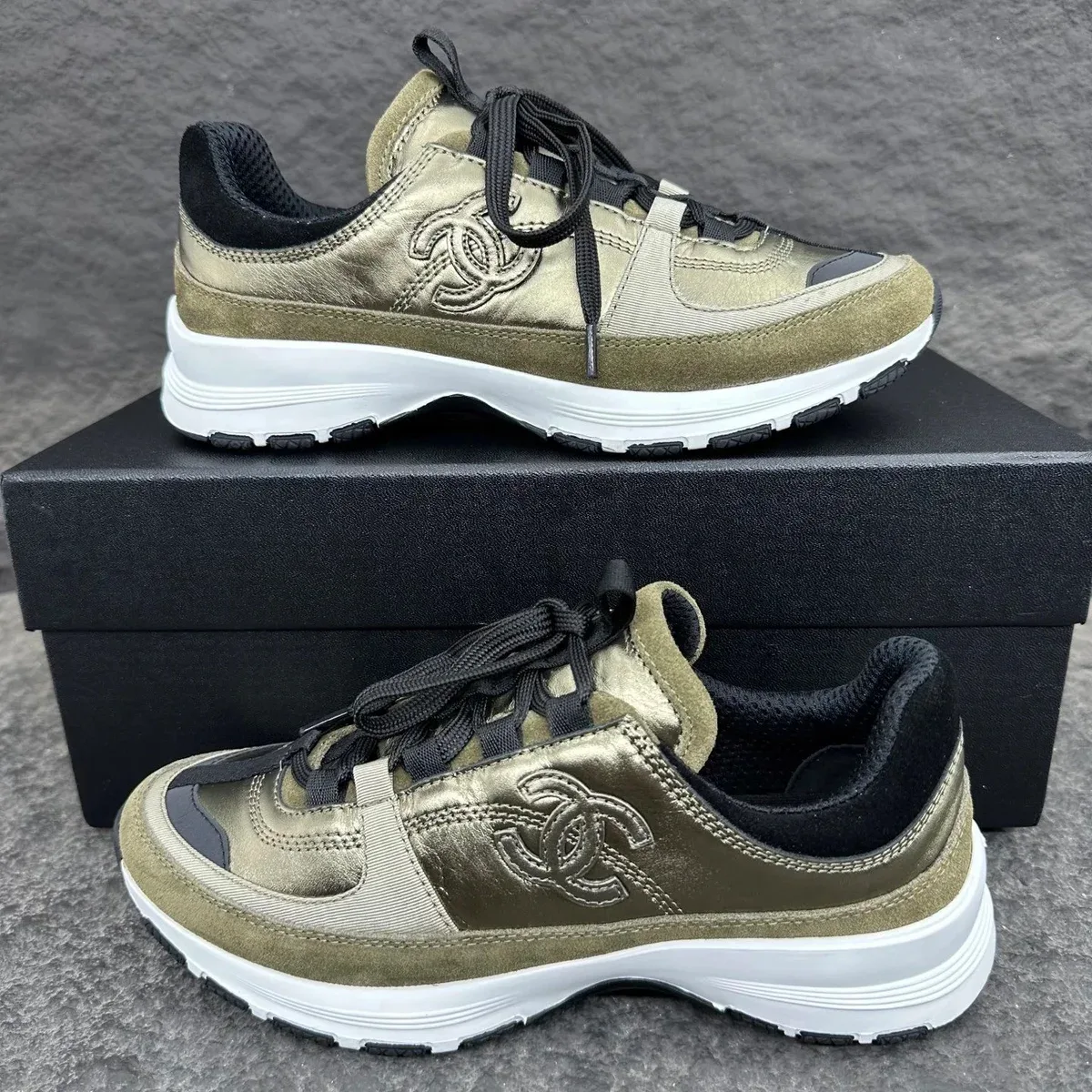 Chanel Runners Gold Metallic Sneakers