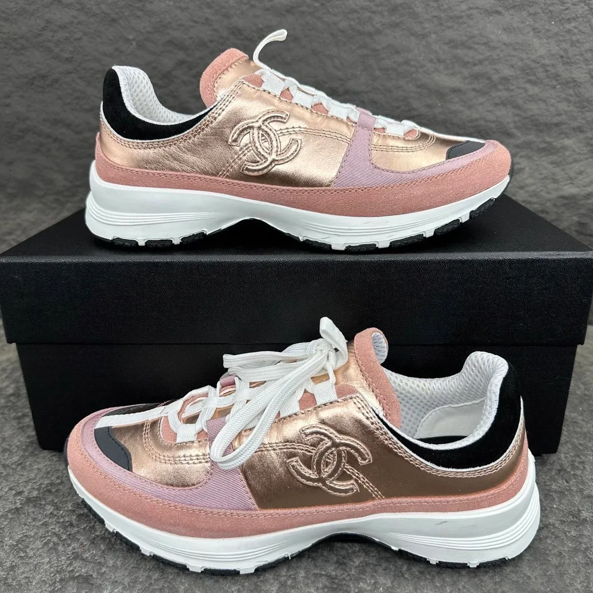 Chanel Runners Rose Gold/Satin Pink Sneakers