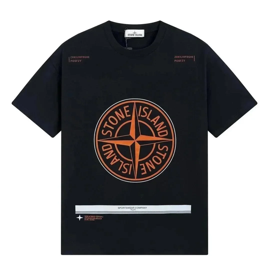 Stone Island 68-15 Black Orange Logo T-Shirt