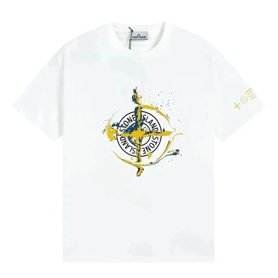 Stone Island 68-15 White Yellow Logo T-Shirt