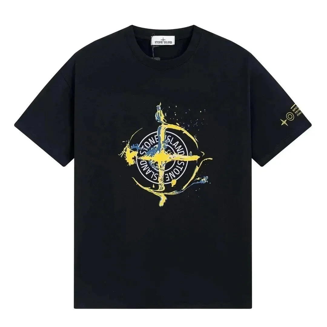 Stone Island 68-15 Black Yellow Logo T-Shirt
