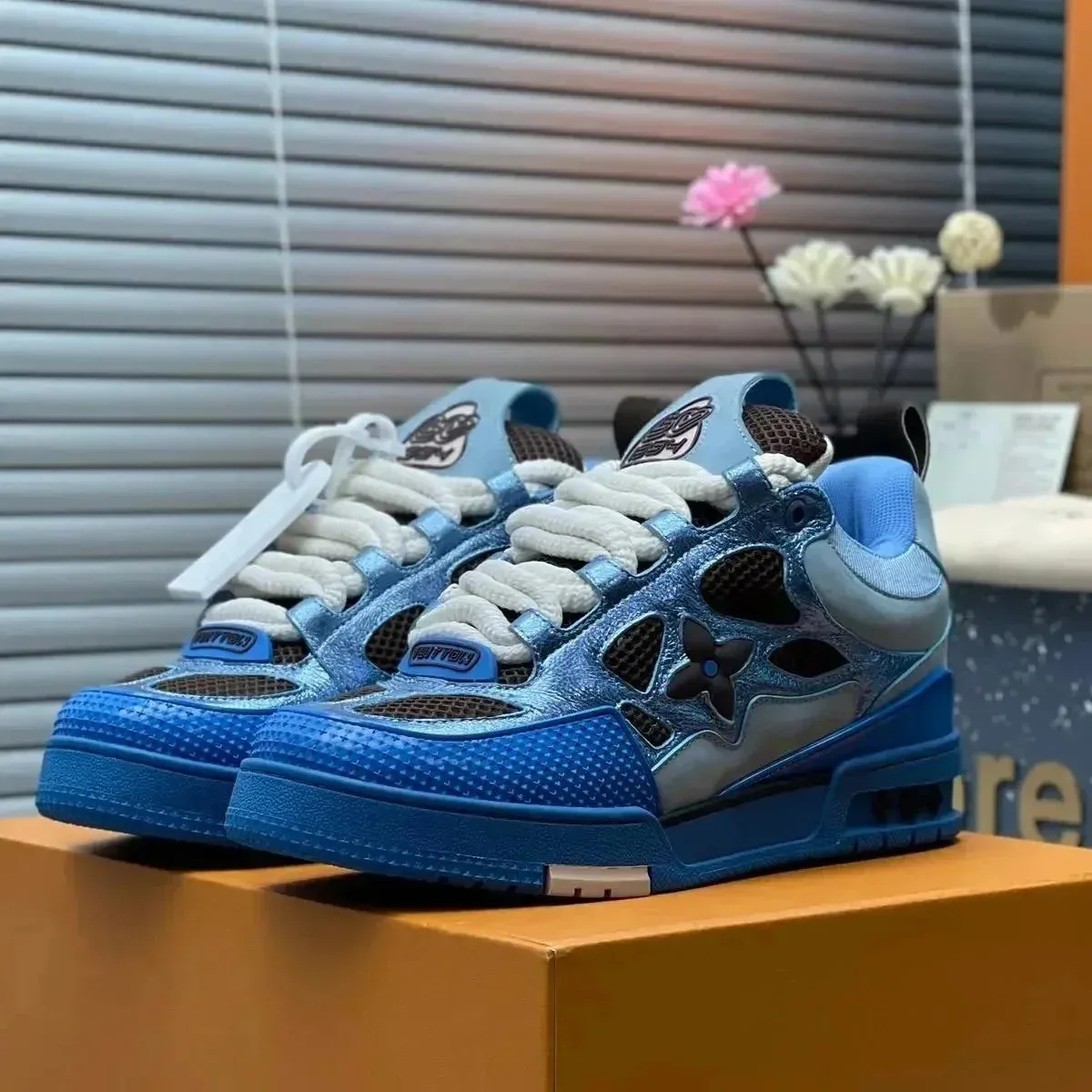 Louis Vuitton Tabi Blue Metallic Sneakers
