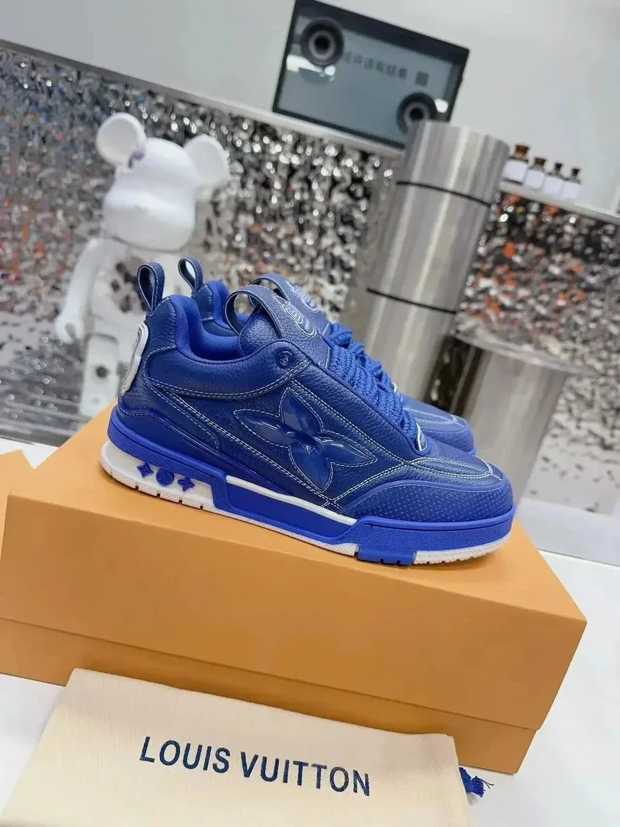 Louis Vuitton LV Trainer Blue Leather Sneakers