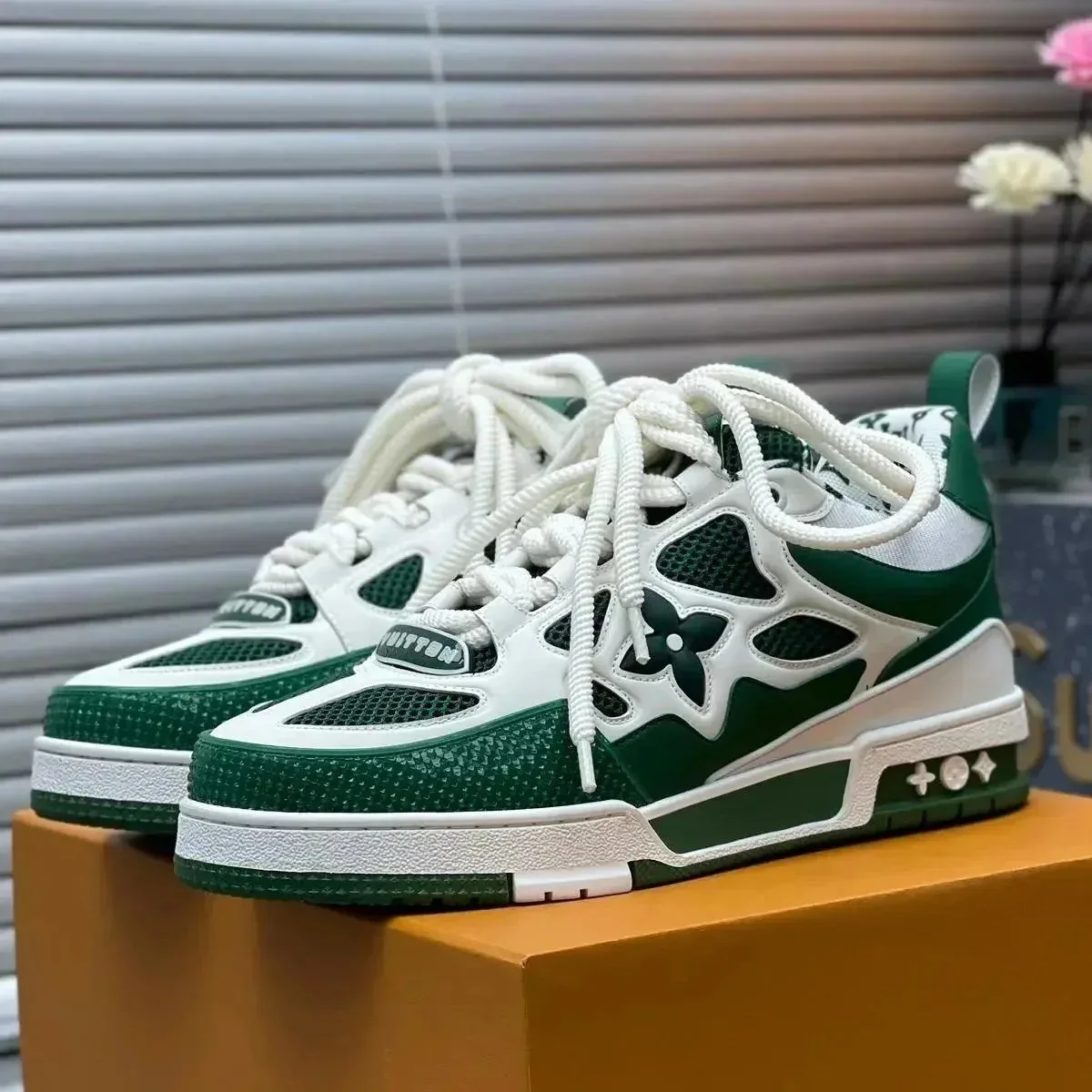Louis Vuitton LV Trainer Green White Sneakers