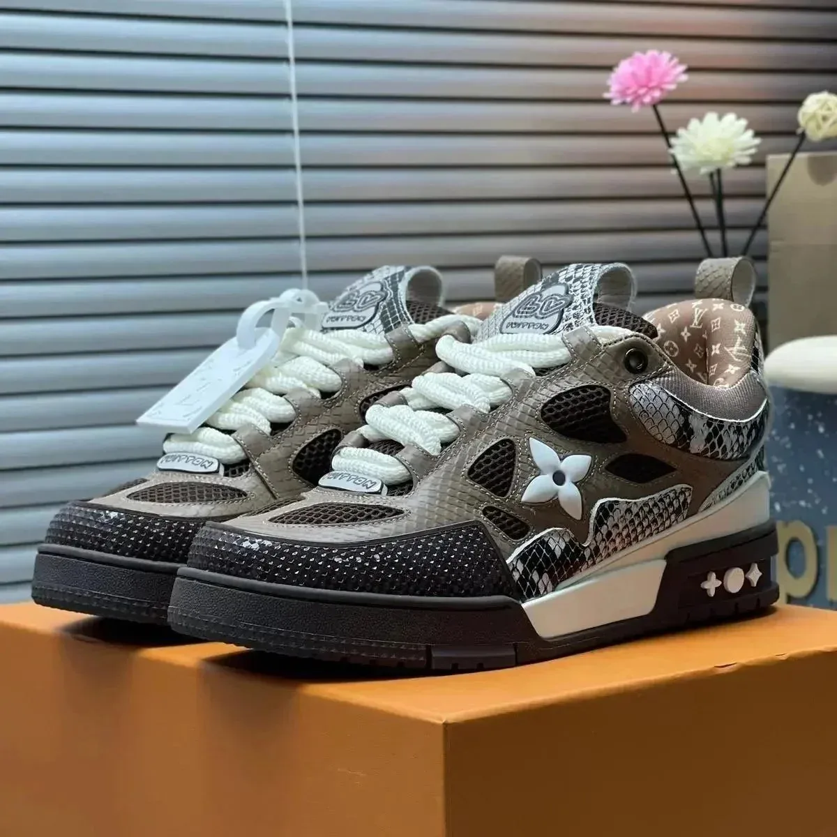 Louis Vuitton LV Trainer Snake Skin Sneakers