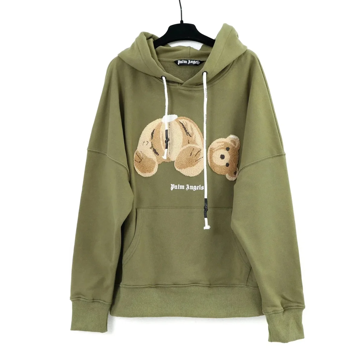 Palm Angels Bear Olive Green Hoodie