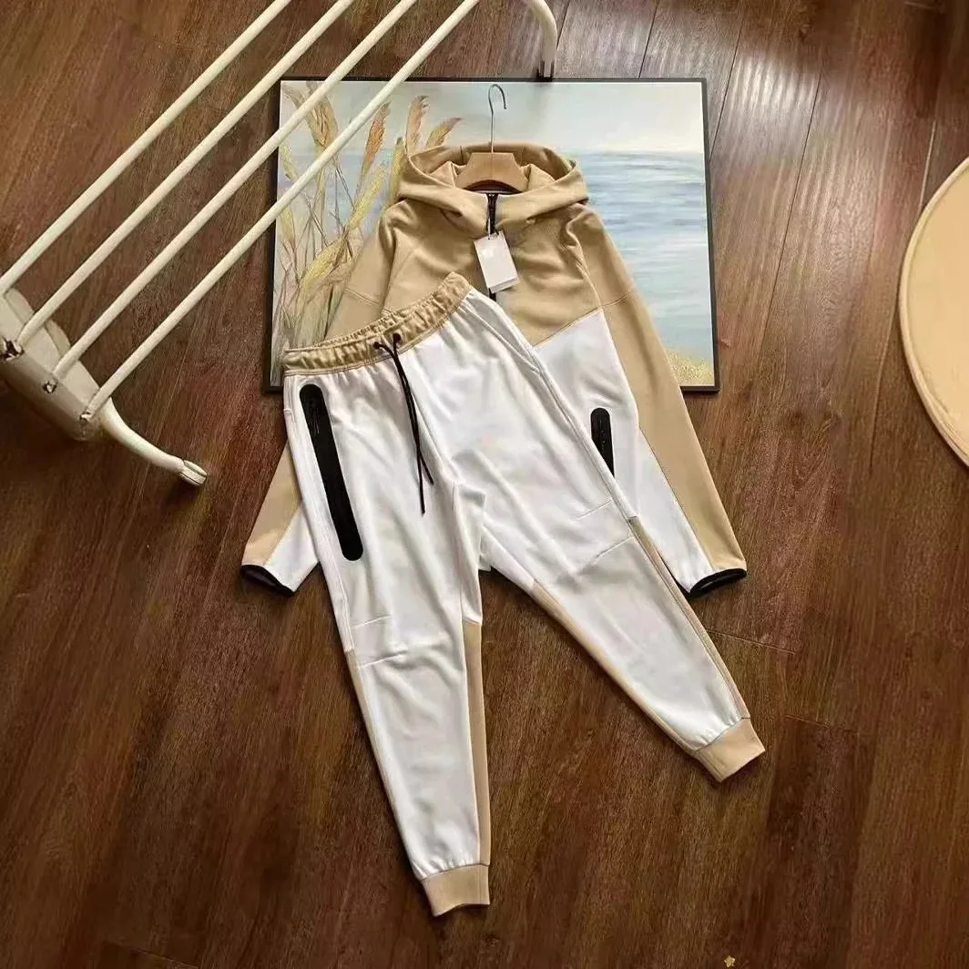 Camel/White Patchwork Tracksuit Set