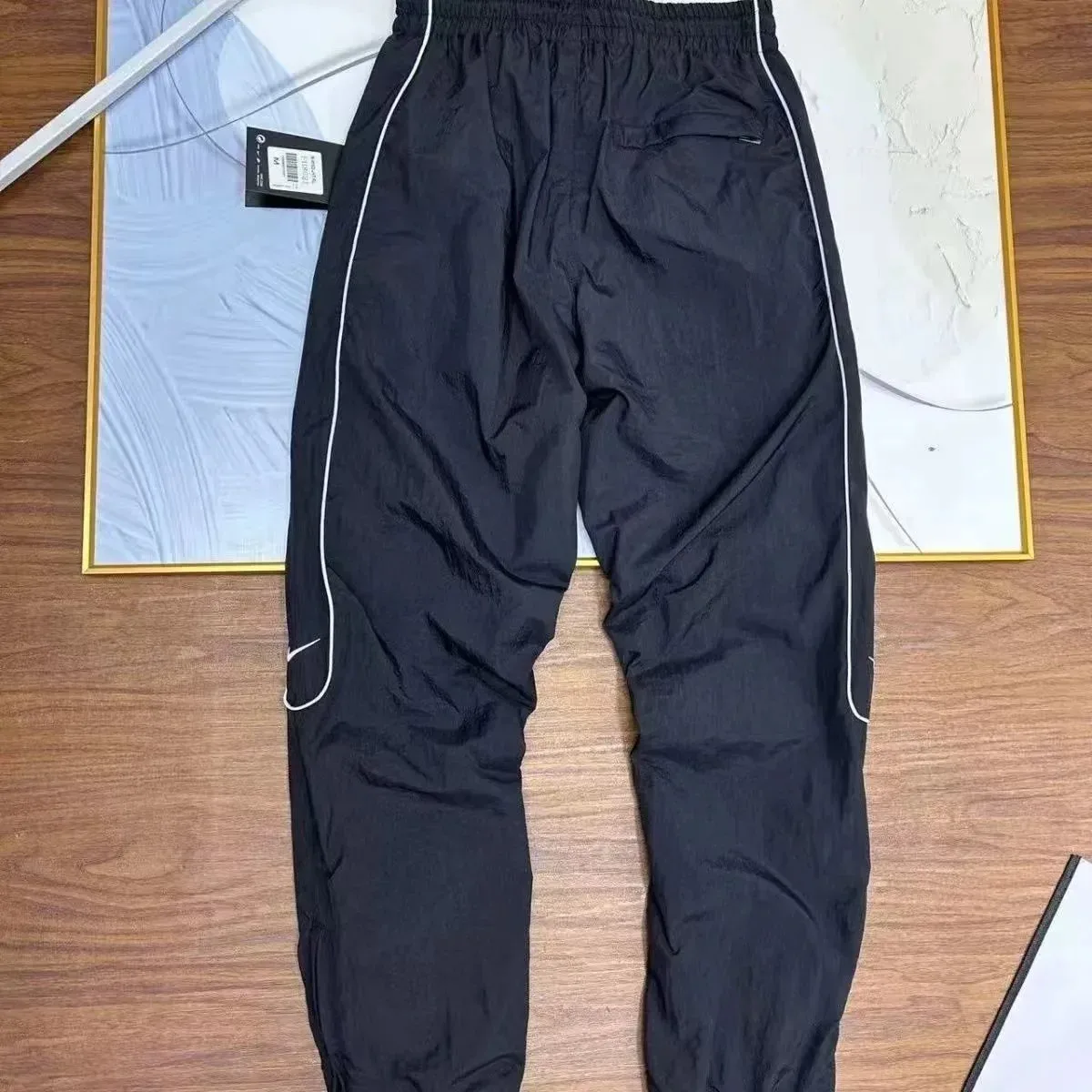 Nike Air Max Track Pants Black with White Piping