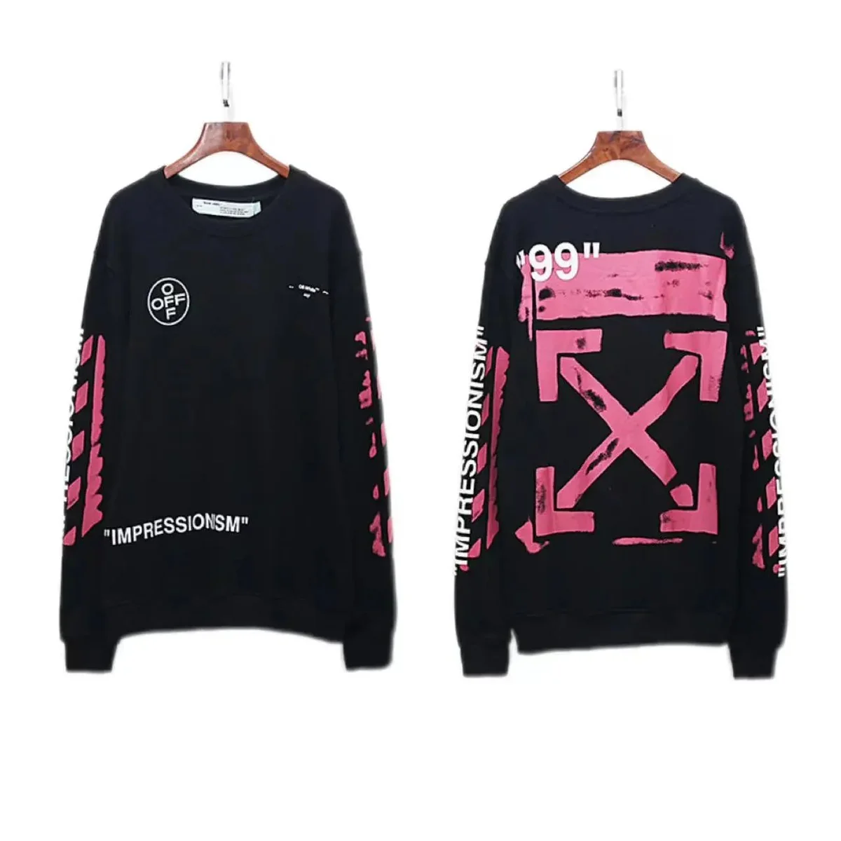 Off-White OW100 Black with Pink Print T-Shirt