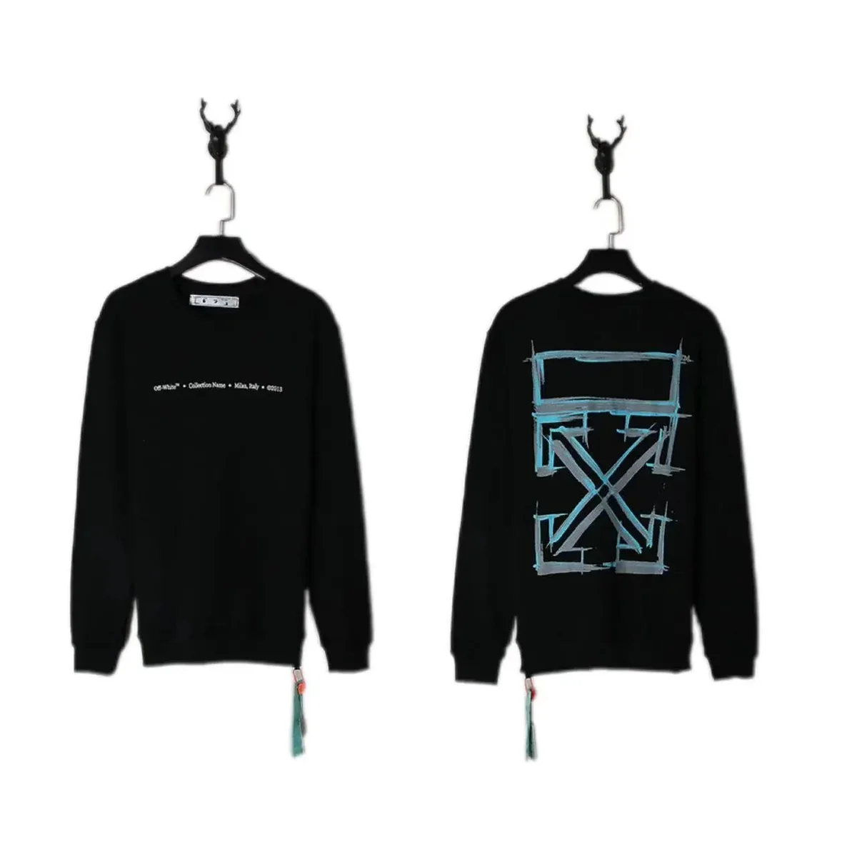 Off-White OW100 Black X Print Crewneck Sweatshirt