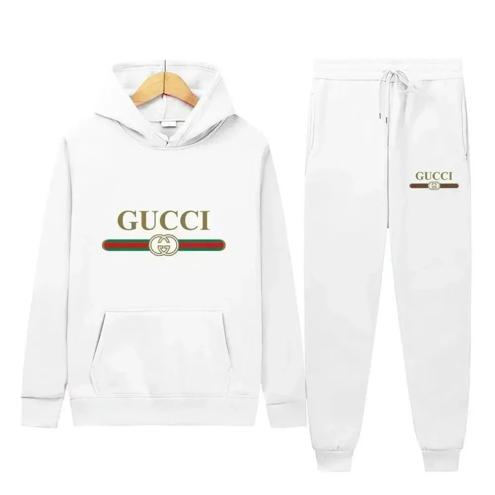 Gucci White Logo Hoodie & Pants Set