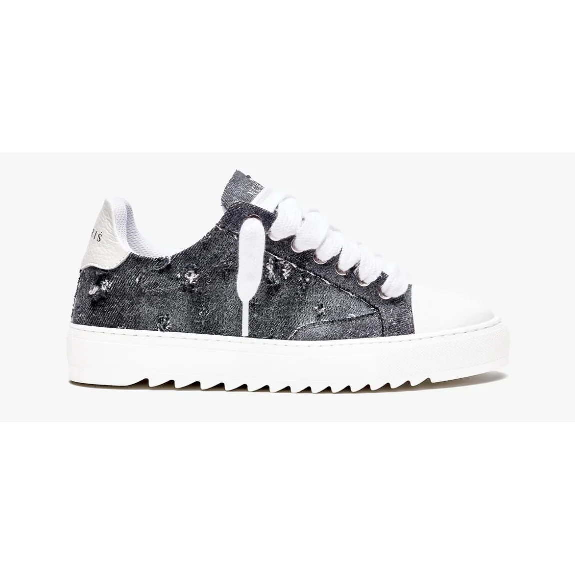 Unisex Distressed Denim Sneakers White/Black