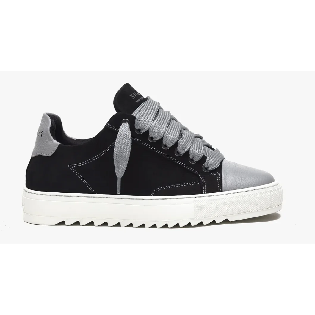Unisex Black and Grey Suede Leather Sneakers