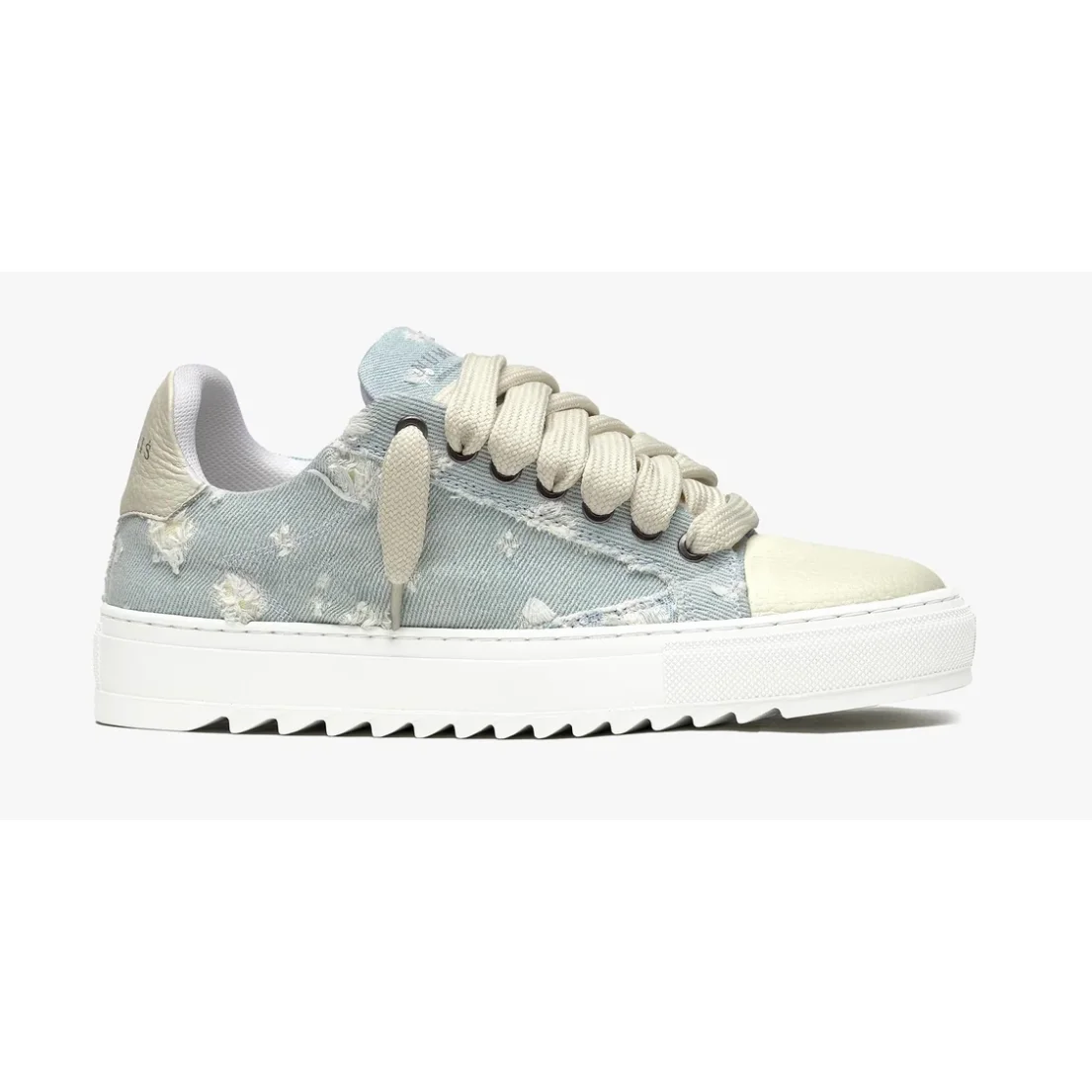 Unisex Denim & Leather Sneakers in Light Blue/White