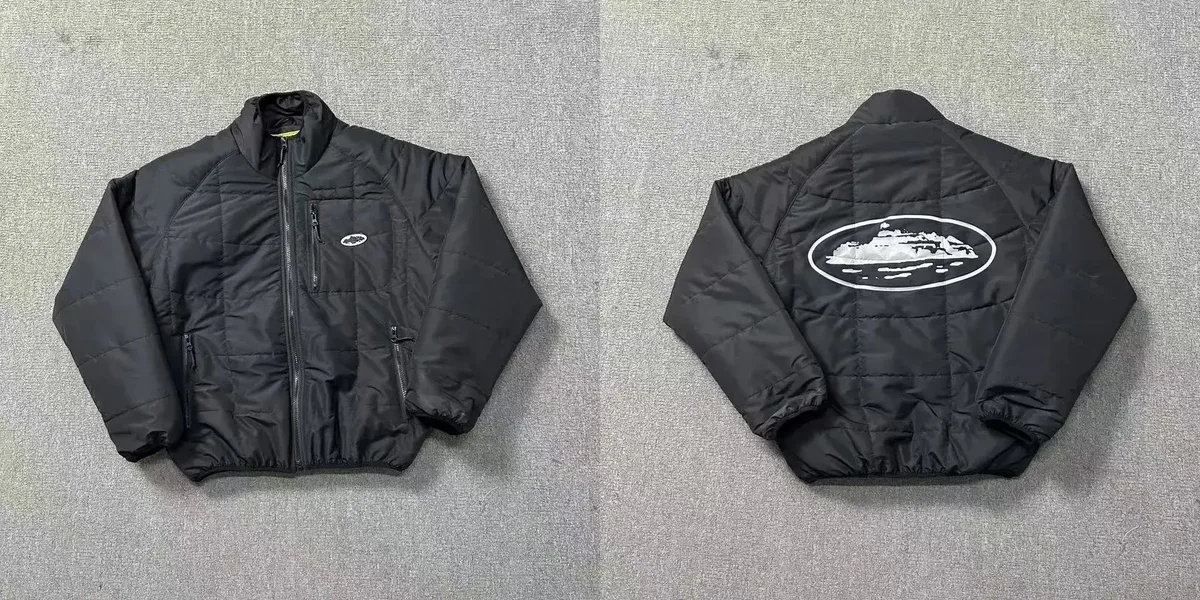 Corteiz06 Black Quilted Bomber Jacket