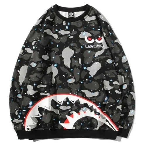 A Bathing Ape BAPE STA Camo Shark Sweatshirt