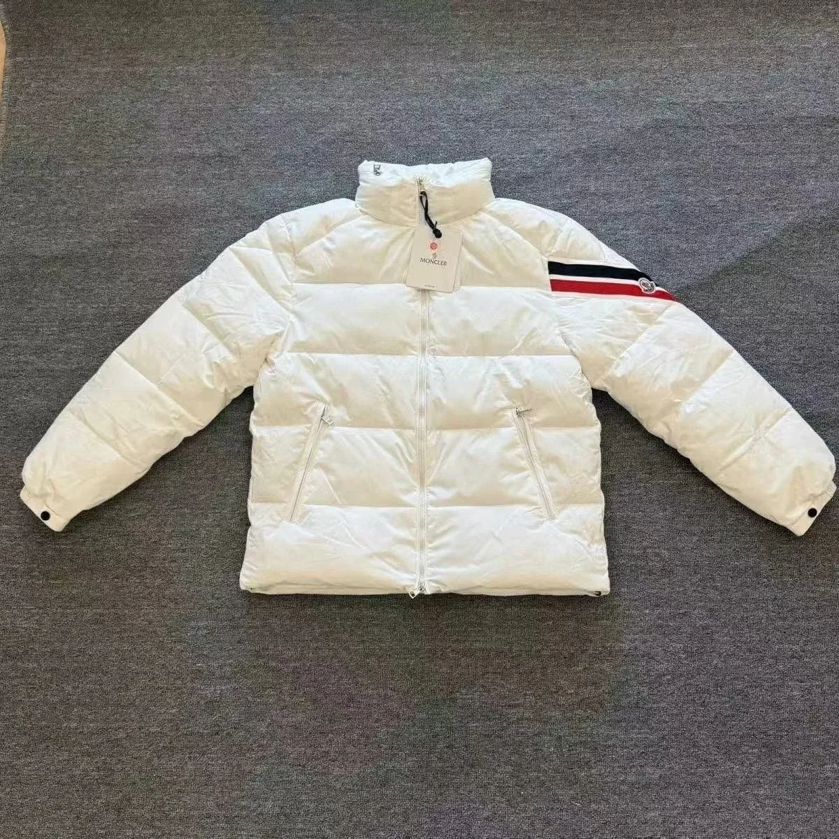 Moncler White Striped Parka