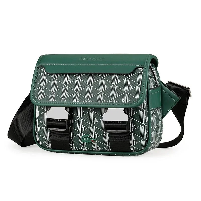 Lacoste Green & White Leaf Print Crossbody Bag