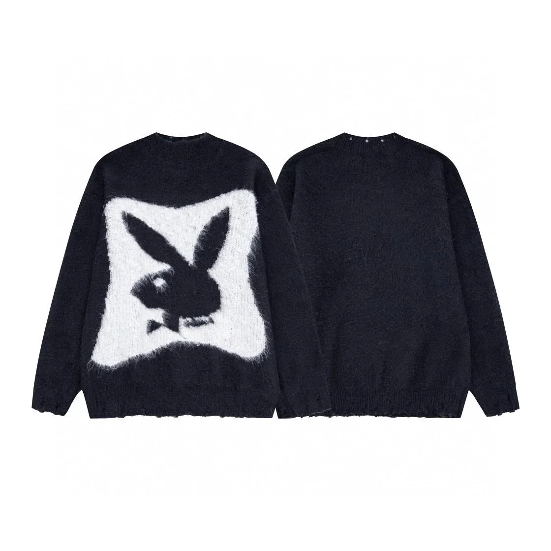 Playboy Rabbit Logo Black Knit Sweater