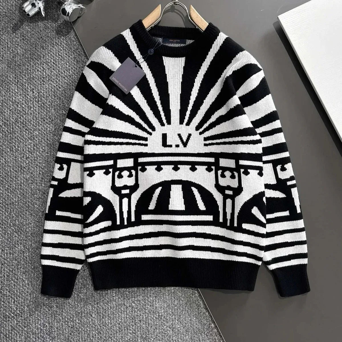 Louis Vuitton Tabi L.V. Graphic Knit Sweater Black/White