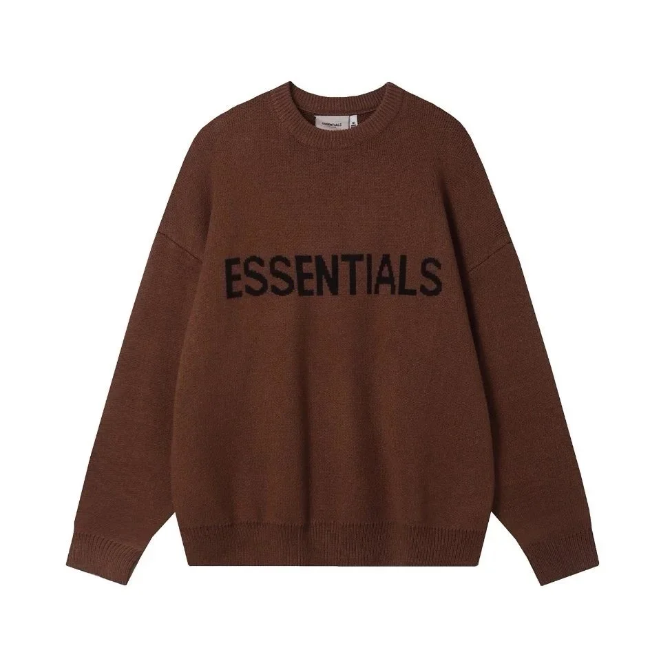 Essentials Essentials Sweater Brown Solid Knit Top