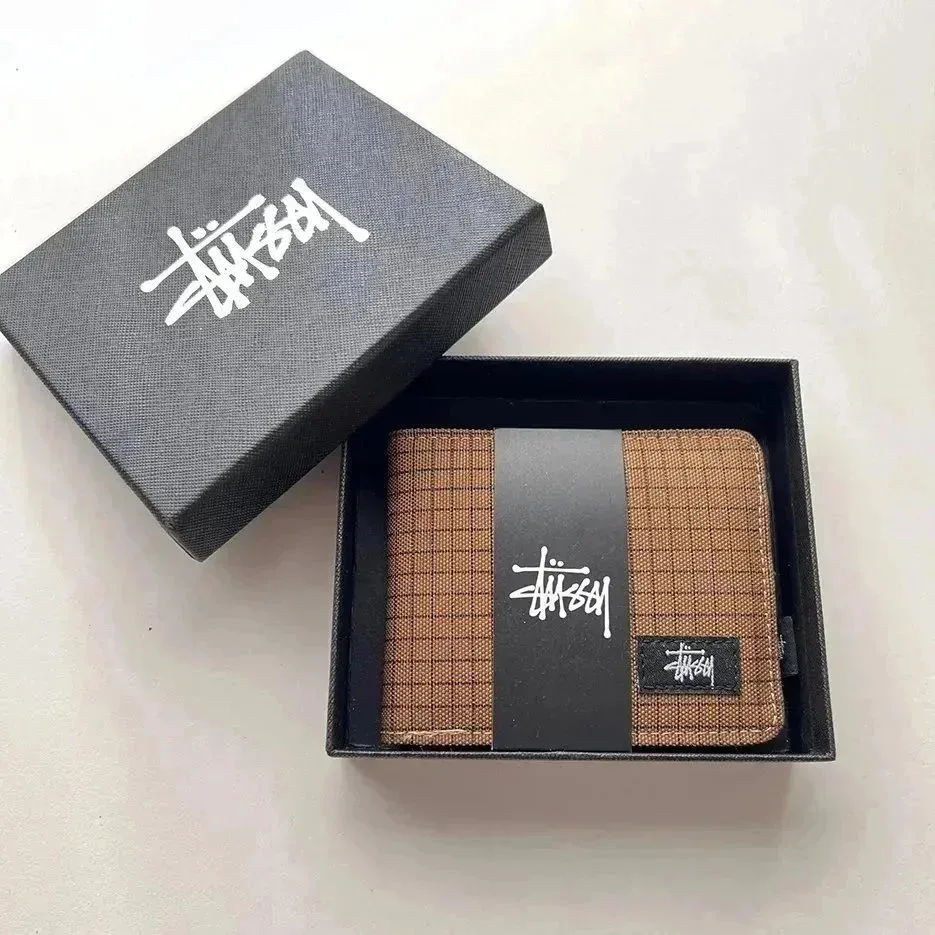 Stussy Grid Pattern Wallet Brown