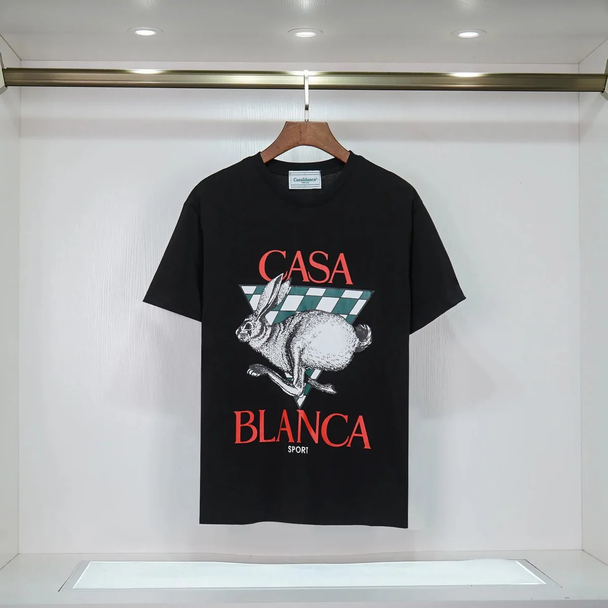 Casa Blanca Sport Black Rabbit Print T-Shirt