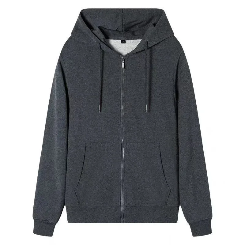 Unisex Dark Grey Hooded Zip-Up Sweatshirt