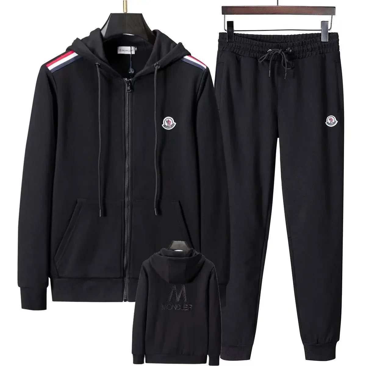 Moncler Black Logo Tracksuit Set