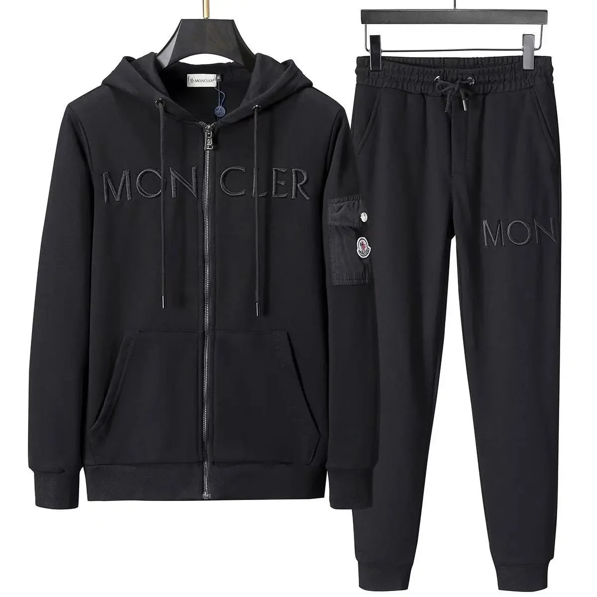 Moncler Black Embroidered Tracksuit Set