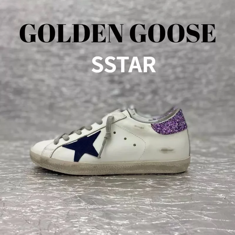 Golden Goose Super-Star White/Purple Glitter Sneakers