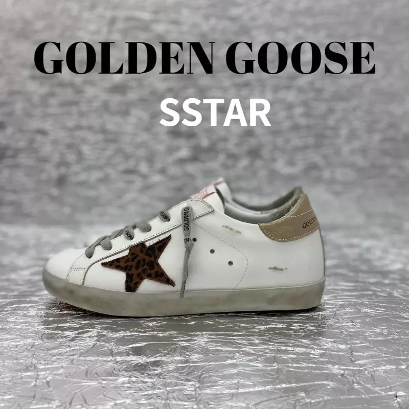 Golden Goose Super-Star Leopard Star White Sneakers