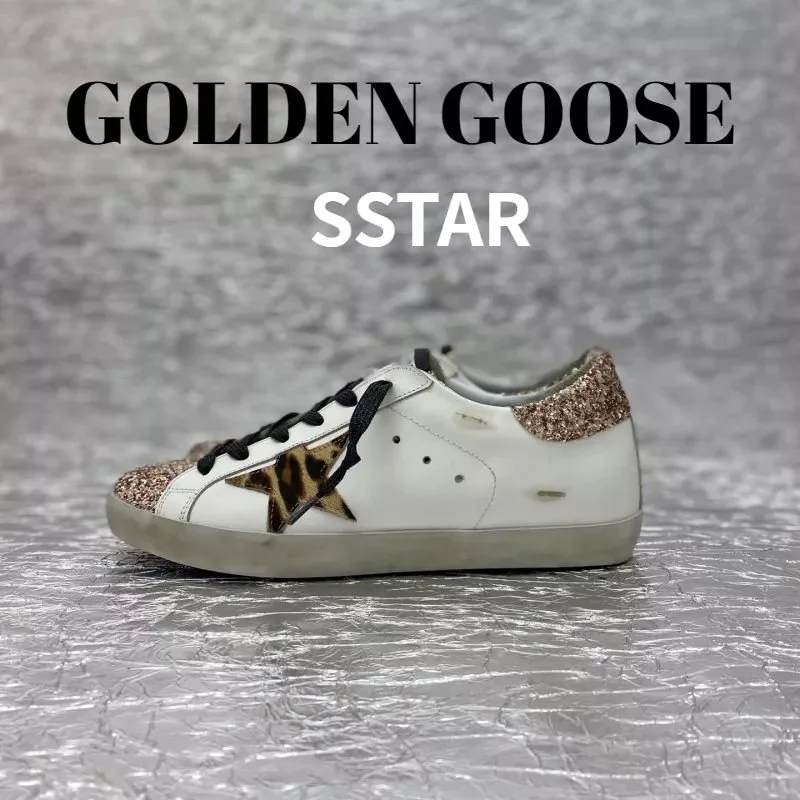 Golden Goose Super-Star Leopard Star White Sneakers