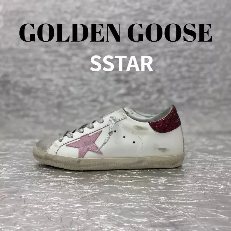 Golden Goose Super-Star White/Pink Star Sneakers