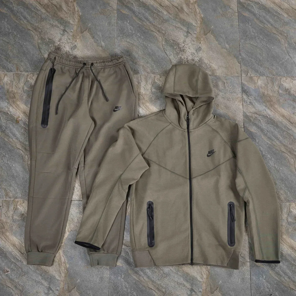 Nike Tech Fleece Olive Green Tracksuit Set