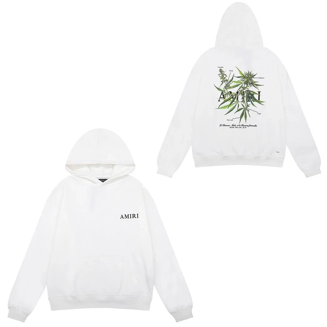 Amiri White Cannabis Print Hoodie
