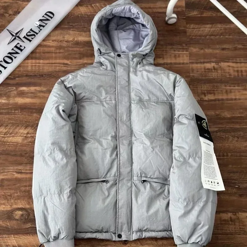 Stone Island 68-15 Grey Hooded Puffer Jacket