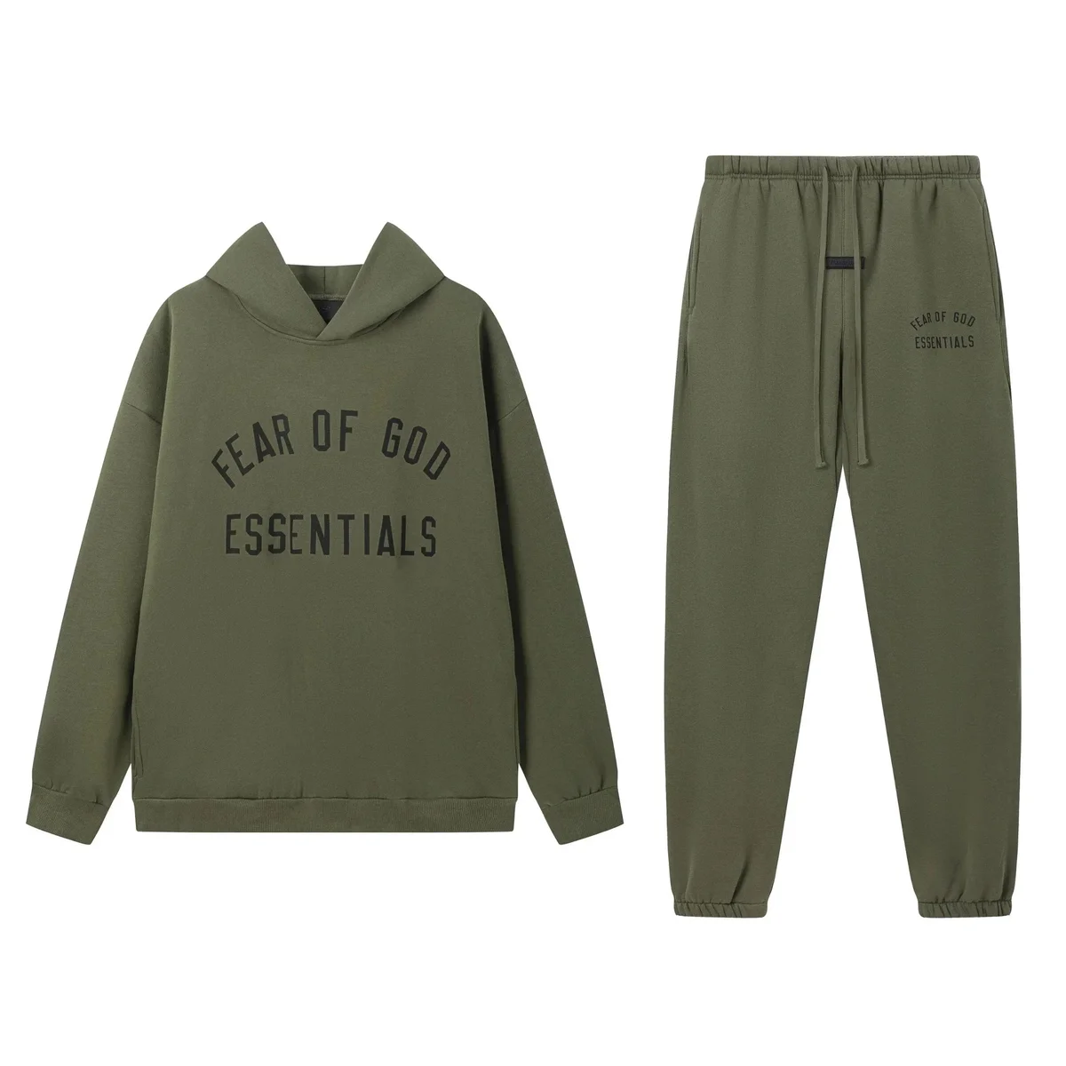 Fear of God Essentials Olive Green Tracksuit Set