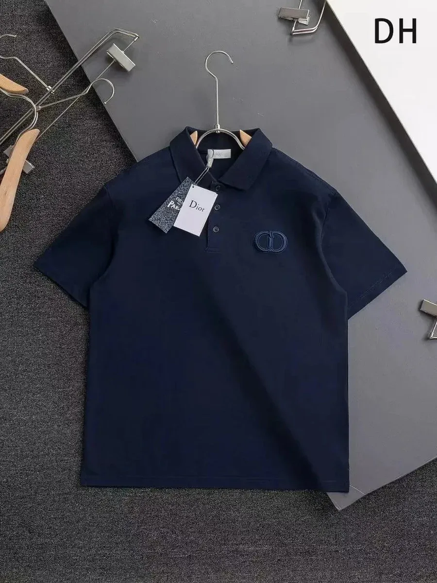 Dior Classic Logo Polo-藏青 Men's Polo Shirt