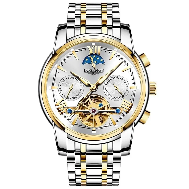Silver-Gold Face Watch Men's Mechanical Watch